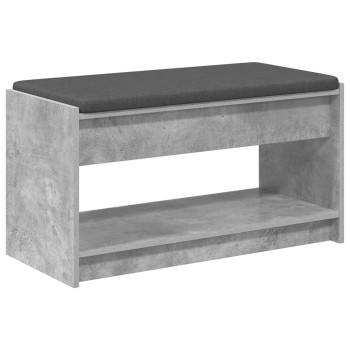 Előtér pad beton szürke 83 x 38 x 45 cm műanyag fa és szövet
