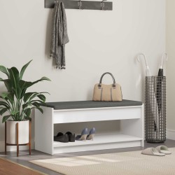 Előtér pad párnával polcokkal tárolóval fehér 100 x 38 x 46 cm