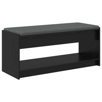Előtér pad fekete tölgy 103 x 38 x 45 cm műanyag fa és szövet