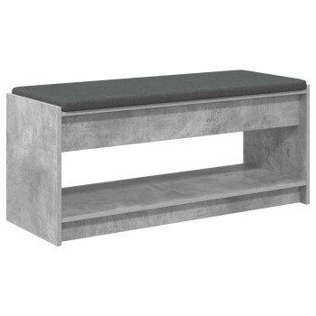 Előtér pad beton szürke 103 x 38 x 45 cm műanyag fa és szövet