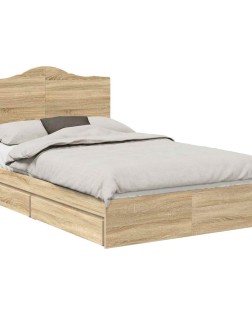 Tárolós ágy fejtámlával sonoma tölgy 135 x 190 cm faanyag