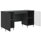 Asztal polcokkal tárolóval fekete 142,5 x 50 x 75 cm szerelt fa
