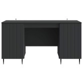 Asztal polcokkal tárolóval fekete 142,5 x 50 x 75 cm szerelt fa