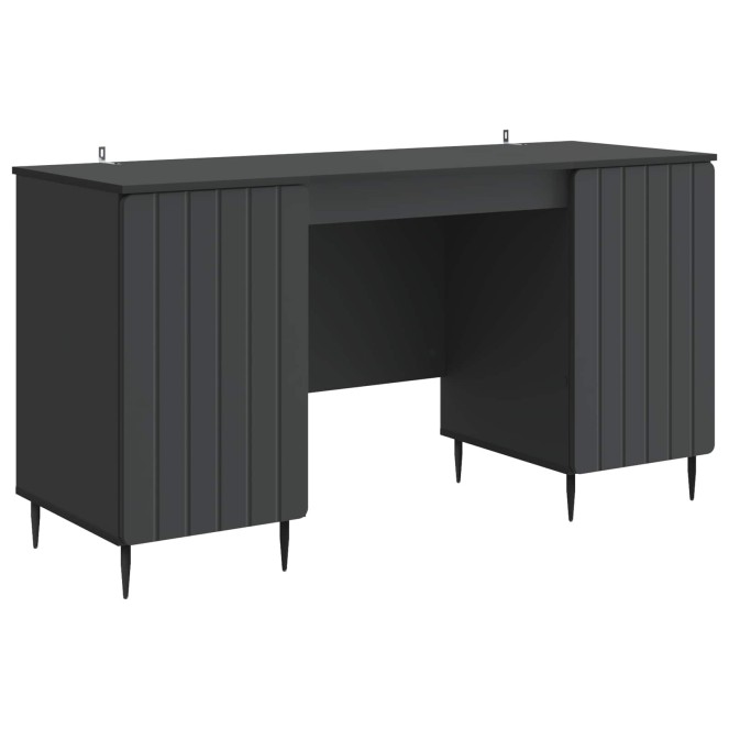 Asztal polcokkal tárolóval fekete 142,5 x 50 x 75 cm szerelt fa