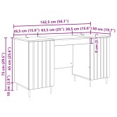 Asztal polcokkal tárolóval fekete 142,5 x 50 x 75 cm szerelt fa
