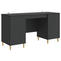Asztal polcokkal tárolóval fekete 142,5 x 50 x 75 cm szerelt fa