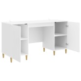 Asztal polcokkal magasfényű fehér 142,5 x 50 x 75 cm szerelt fa Asztal polcokkal magasfényű fehér 142,5 x 50 x 75 cm szerelt fa