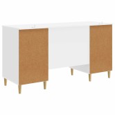 Asztal polcokkal magasfényű fehér 142,5 x 50 x 75 cm szerelt fa Asztal polcokkal magasfényű fehér 142,5 x 50 x 75 cm szerelt fa