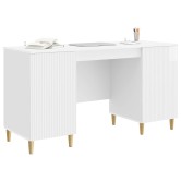 Asztal polcokkal magasfényű fehér 142,5 x 50 x 75 cm szerelt fa Asztal polcokkal magasfényű fehér 142,5 x 50 x 75 cm szerelt fa