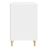 Asztal polcokkal magasfényű fehér 142,5 x 50 x 75 cm szerelt fa Asztal polcokkal magasfényű fehér 142,5 x 50 x 75 cm szerelt fa