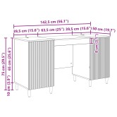 Asztal polcokkal magasfényű fehér 142,5 x 50 x 75 cm szerelt fa Asztal polcokkal magasfényű fehér 142,5 x 50 x 75 cm szerelt fa