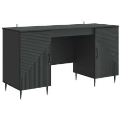 Asztal polcokkal tárolóval fekete 142,5 x 50 x 75 cm szerelt fa