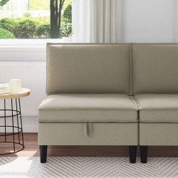 Középső sofa tárolóval homokszín bársony