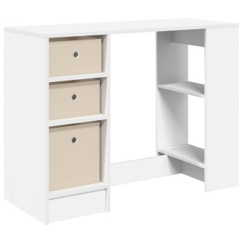 Asztal fiókkal polcokkal fehér 100 x 40 x 75 cm faanyag