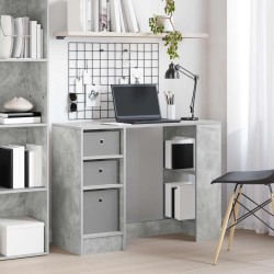 Asztal fiókkal polcokkal beton szürke 100 x 40 x 75 cm faanyag