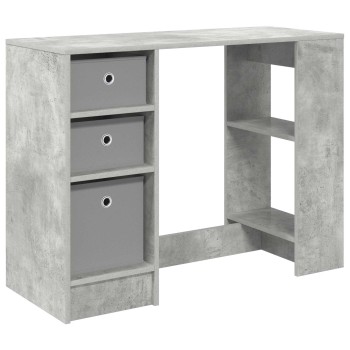 Asztal fiókkal polcokkal beton szürke 100 x 40 x 75 cm faanyag