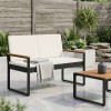 Kerti pad fekete és krémfehér 107 x 61 x 80 cm polirattan