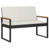Kerti pad fekete és krémfehér 107 x 61 x 80 cm polirattan