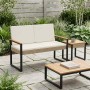 Kerti pad beige és krémszínű 107 x 61 x 80 cm polirattan