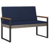 Kerti pad szürke és sötétkék 107 x 61 x 80 cm polirattan