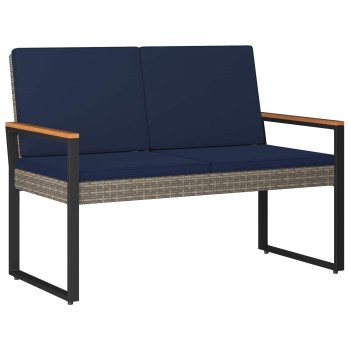 Kerti pad szürke és sötétkék 107 x 61 x 80 cm polirattan