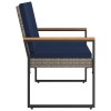 Kerti pad szürke és sötétkék 107 x 61 x 80 cm polirattan