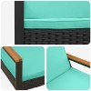 Kerti pad párnával fekete és türkiz 107 x 61 x 80 cm polirattan