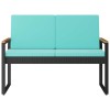 Kerti pad párnával fekete és türkiz 107 x 61 x 80 cm polirattan
