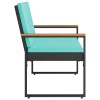 Kerti pad párnával fekete és türkiz 107 x 61 x 80 cm polirattan