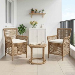 Kültéri szék párnával 2 pcs beige és krém polirattan