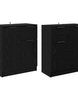 Oldalszekrények 2 pcs fekete tölgy 60 x 30 x 70 cm faanyag