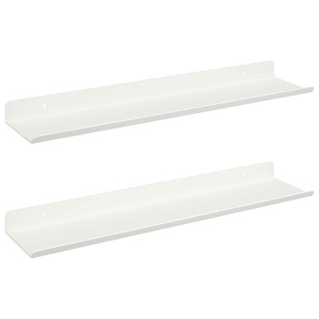 Lebegő polc 2 db fehér 100 x 9 x 2,5 cm acél