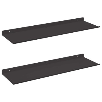 Lebegő polc 2 db fekete 60 x 18 x 2,5 cm acél