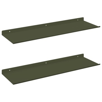 Lebegő polc 2 db olajzöld 60 x 18 x 2,5 cm acél