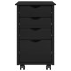 Görgős szekrény kerékkel fekete 34 x 39 x 56 cm tömör fenyőfa
