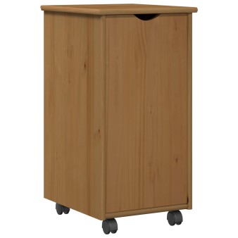 Görgős szekrény méz barna 34 x 39 x 65,5 cm tömör fenyőfa