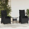 Kerti szék 2 pcs fekete 56 x 64 x 94 cm acél és poliészter