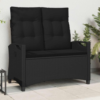 Kerti pad párnával fekete 105 x 60 x 112 cm acél és poliészter