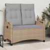 Kerti pad párnával beige és világosszürke 105 x 60 x 112 cm
