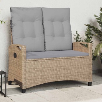 Kerti pad párnával beige és világosszürke 105 x 60 x 112 cm