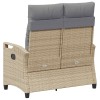 Kerti pad párnával beige és világosszürke 105 x 60 x 112 cm