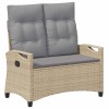 Kerti pad párnával beige és világosszürke 105 x 60 x 112 cm