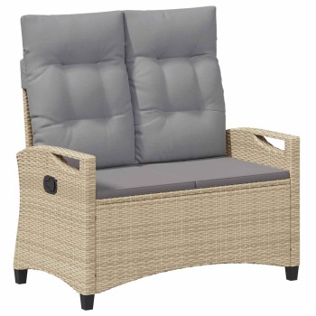 Kerti pad párnával beige és világosszürke 105 x 60 x 112 cm