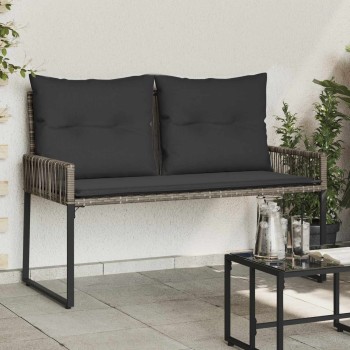 Kerti pad párnával 4 pcs szürke és sötétszürke polirattan