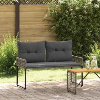 Kerti pad párnával szürke 118 x 55 x 82 cm pe rattan és szövet