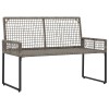 Kerti pad párnával szürke 118 x 55 x 82 cm pe rattan és szövet