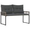 Kerti pad párnával szürke 118 x 55 x 82 cm pe rattan és szövet
