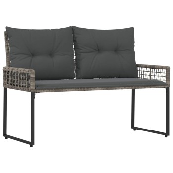 Kerti pad párnával szürke 118 x 55 x 82 cm pe rattan és szövet