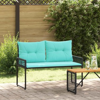 Kerti pad fekete és türkiz 118 x 55 x 82 cm pe rattan és szövet