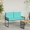 Kerti pad fekete és türkiz 118 x 55 x 82 cm pe rattan és szövet